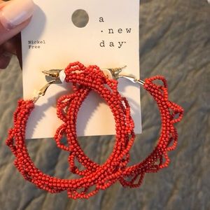 Coral hoop earrings!